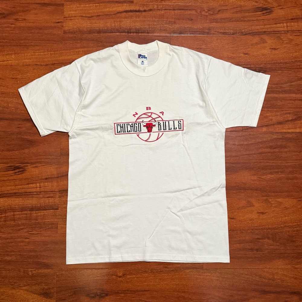 Vintage Chicago Bulls Pro Player Embroidered Shirt White Mens Large NBA 90s